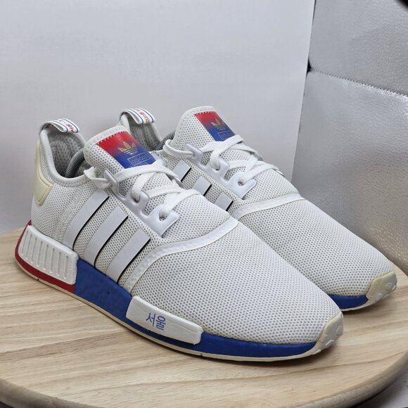 Adidas Men's NMD_R1 Seoul South Korea Sneakers FY1163 White Red Blue 10 - Picture 4 of 8